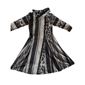 Robbie Bee Animal Print Fit & Flare A Line Midi Dress, Women's Size M